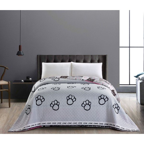 Dvipusis pilkas mikropluošto užvalkalas "DecoKing Cat Invasion", 170 x 270 cm-image-1