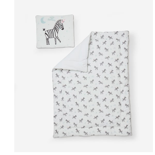 "Pinio Happy Zebras" antklodės ir pagalvių rinkinys, 100 x 135 cm