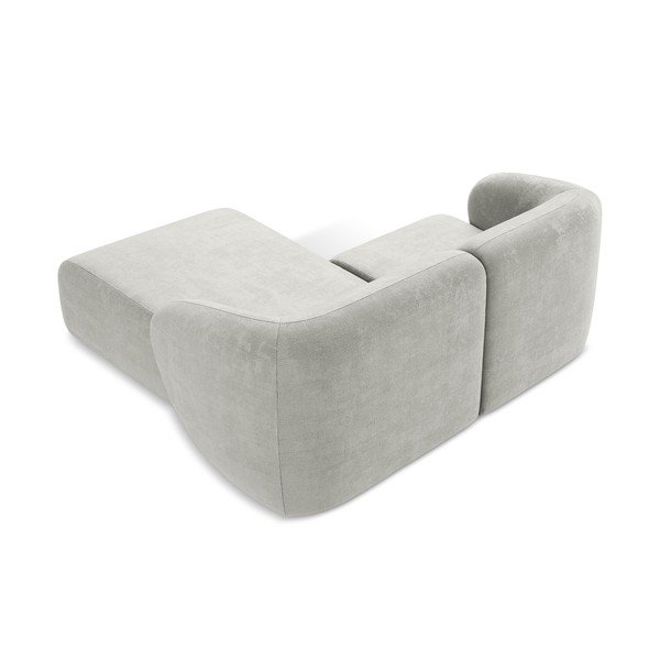 Šviesiai pilkos spalvos kampinė sofa iš šenilinio audinio (su dešiniuoju kampu/su gultu) Lani – Makamii-image-3