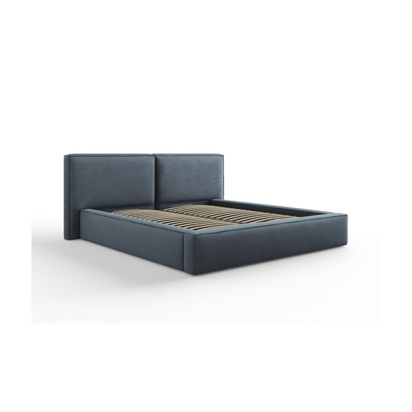 Dvigulė lova tamsiai mėlynos spalvos audiniu dengta su sandėliavimo vieta su lovos grotelėmis 180x200 cm Arendal – Cosmopolitan Design