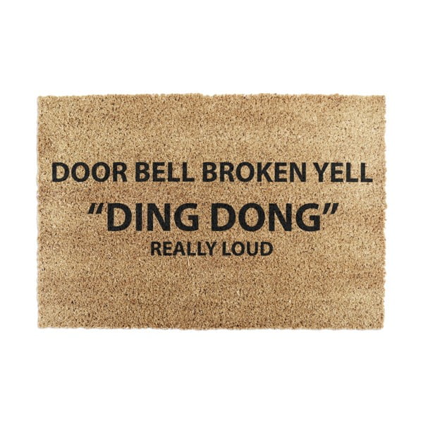 Iš kokoso pluošto grindų kilimėlis 40x60 cm Yell Ding Dong – Artsy Doormats