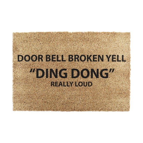 Iš kokoso pluošto grindų kilimėlis 40x60 cm Yell Ding Dong – Artsy Doormats