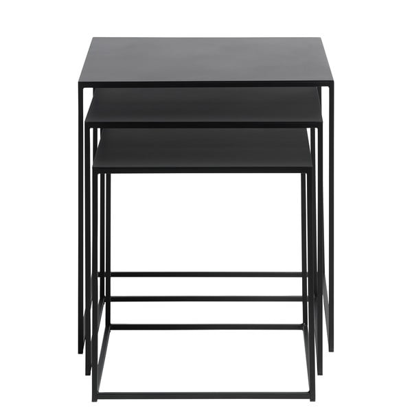 Iš metalo kavos staliukai juodos spalvos 3 vnt. 50x50 cm Pebble – Unique Furniture-image-3