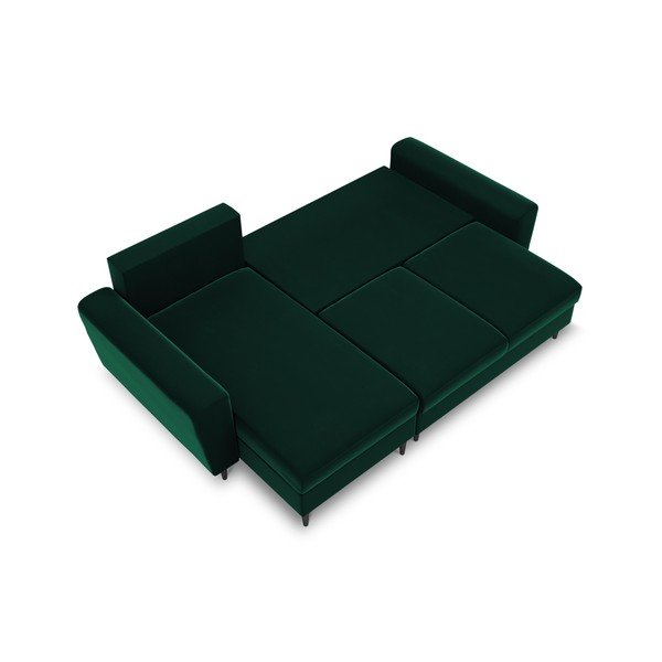 Žalios spalvos iš velveto sulankstoma/su sandėliavimo vieta kampinė sofa Kyoto – Cosmopolitan Design-image-1