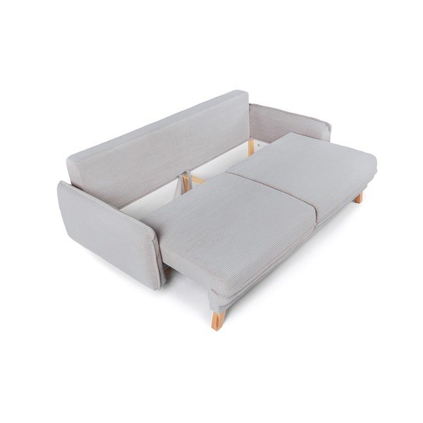 Šviesiai pilkos spalvos sulankstoma/su sandėliavimo vieta sofa iš kordinio velveto 218 cm Tori – Bonami Selection-image-3