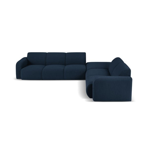 Kampinė sofa tamsiai mėlynos spalvos iš boucle (su dešiniuoju kampu) Molino – Micadoni Home
