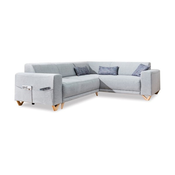 Šviesiai pilkos spalvos sulankstoma/su sandėliavimo vieta kampinė sofa (su dešiniuoju kampu/„L“ formos) Classy Sophie – Miuform