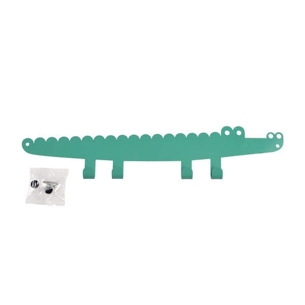 Iš metalo sieninė vaikiška drabužių kabykla žalios spalvos Crocodile – Rex London-image-3