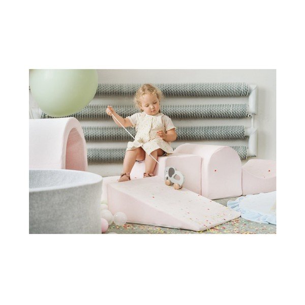 Kreminės spalvos iš aksomo putų žaidimų aikštelė 4 vnt. aukštis 30 cm 225x90 cm Montessori – Meowbaby-image-3