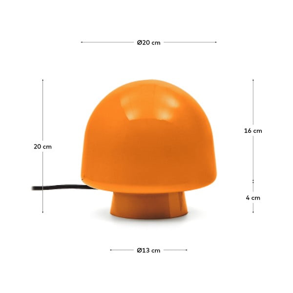 Oranžinės spalvos stalinis šviestuvas (aukštis 20 cm) su stiklo gaubtu Reig – Kave Home-image-4