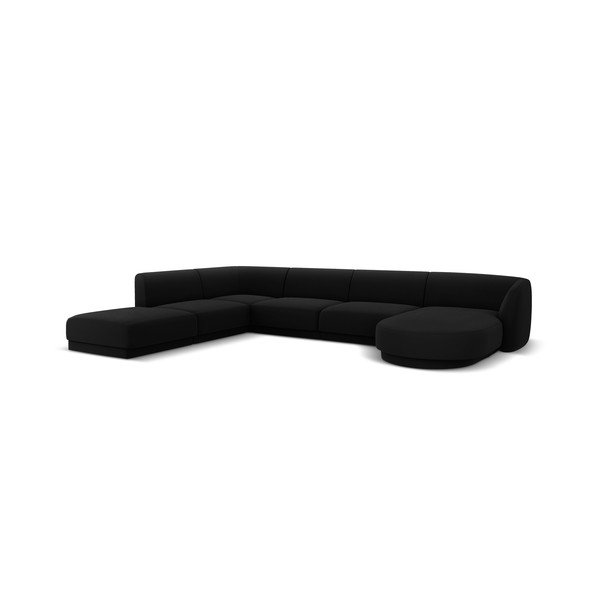 Juodo aksomo kampinė sofa (kairysis kampas) Miley - Micadoni Home-image-3