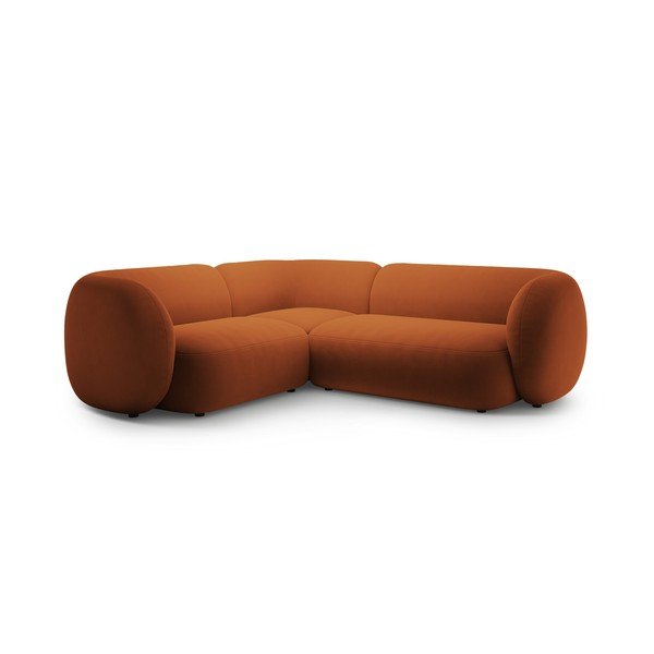 Terakotos spalvos kampinė sofa iš velveto (su kairiuoju kampu/„L“ formos) Kate – Micadoni 
