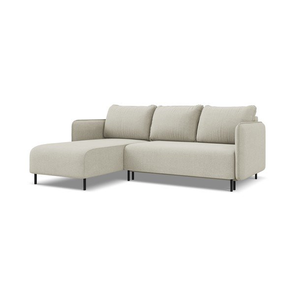 Smėlio spalvos sulankstoma/su sandėliavimo vieta kampinė sofa (su kairiuoju kampu) Luana – Makamii-image-1