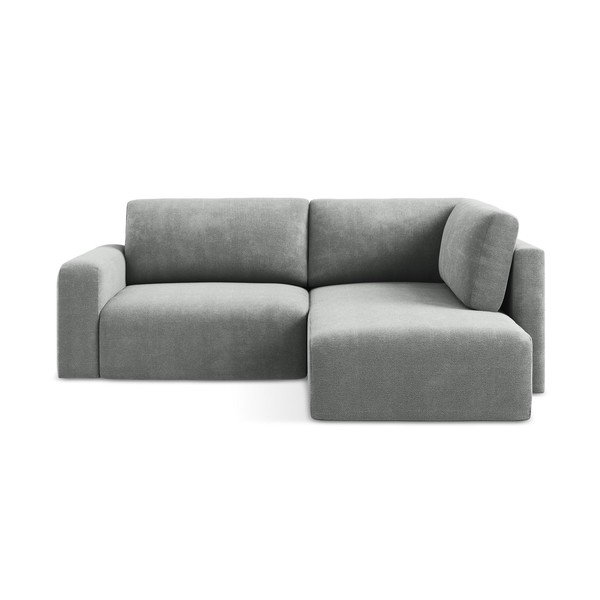 Pilkos spalvos sulankstoma/su sandėliavimo vieta kampinė sofa iš šenilinio audinio (su dešiniuoju kampu/„L“ formos) Kona – Makamii