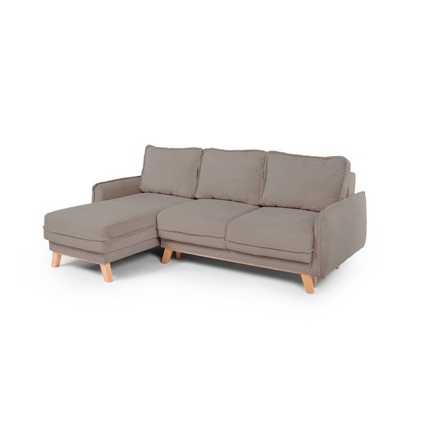 Taupe spalvos sulankstoma/su sandėliavimo vieta kampinė sofa iš kordinio velveto Tori – Bonami Selection-image-1