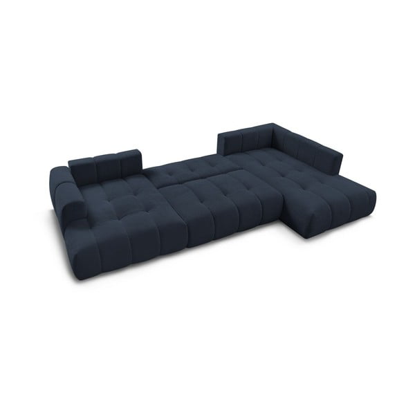 Tamsiai mėlynos spalvos sulankstoma/su sandėliavimo vieta kampinė sofa (su dešiniuoju kampu/„U“ formos) Fuji – Bobochic Paris-image-4