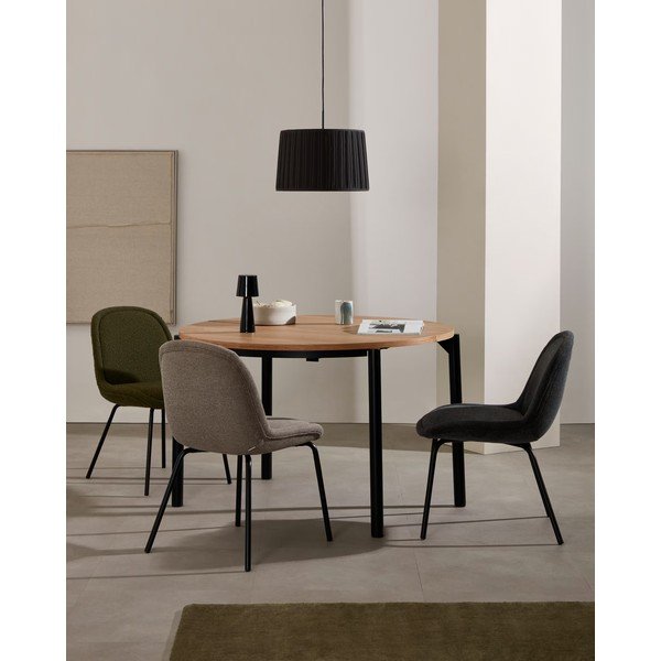 Apvalios formos prailginamas valgomojo stalas iš ąžuolo ø 120 cm Montuiri – Kave Home-image-1