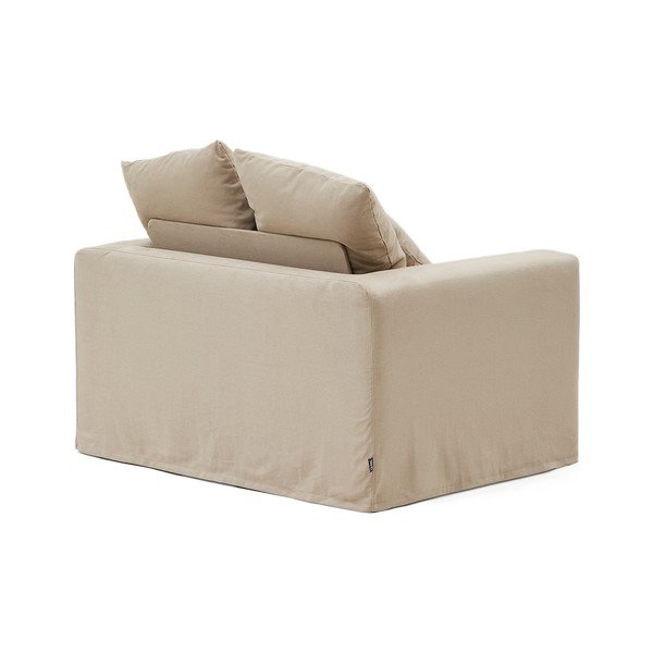 Iš lino krėslas smėlio spalvos Nora – Kave Home-image-3