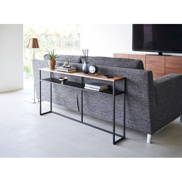 Konsolinis staliukas juodos spalvos/tamsiai rudos spalvos iš uosio 20,5x126 cm Tower – YAMAZAKI-image-1