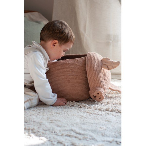 Iš tekstilės vaikiškas krepšys šviesiai rožinės spalvos ø 32x30 cm Peggy the Pig – Lorena Canals-image-3