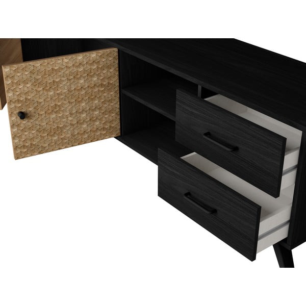 Juodos spalvos TV staliukas iš egzotinės medienos 181x53 cm Hanoi - Marckeric-image-1