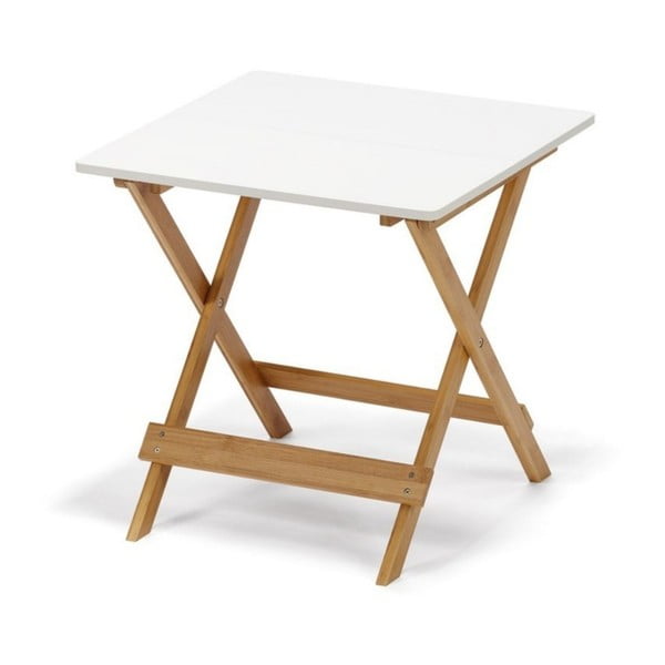 Baltas šoninis staliukas su bambukinėmis kojomis Bonami Essentials Lora