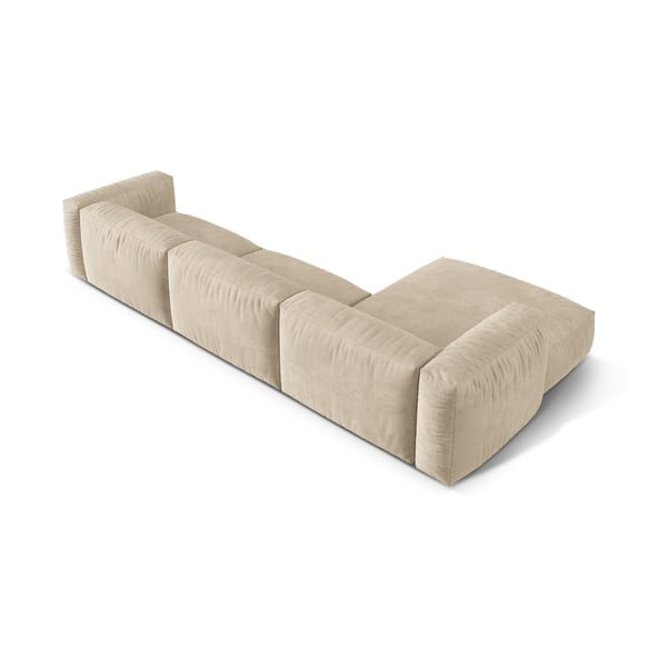 Smėlio spalvos iš velveto modulinė kampinė sofa (su kairiuoju kampu/su gultu) Martina – Micadoni -image-4