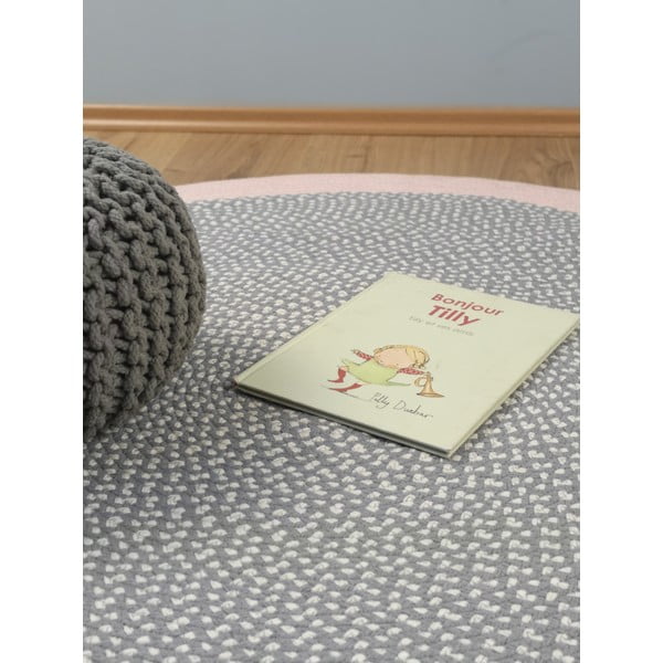 Mėlynas ir rausvas rankų darbo vaikiškas kilimas Nattiot Brenda Rose, ∅ 120 cm-image-4