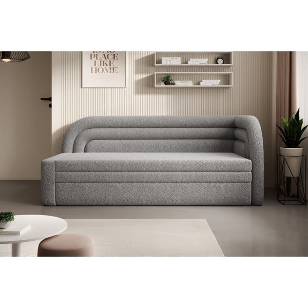Pilkos spalvos iš boucle sulankstoma/su sandėliavimo vieta sofa su dešiniuoju kampu 223 cm Fabillo – ELTAP-image-1