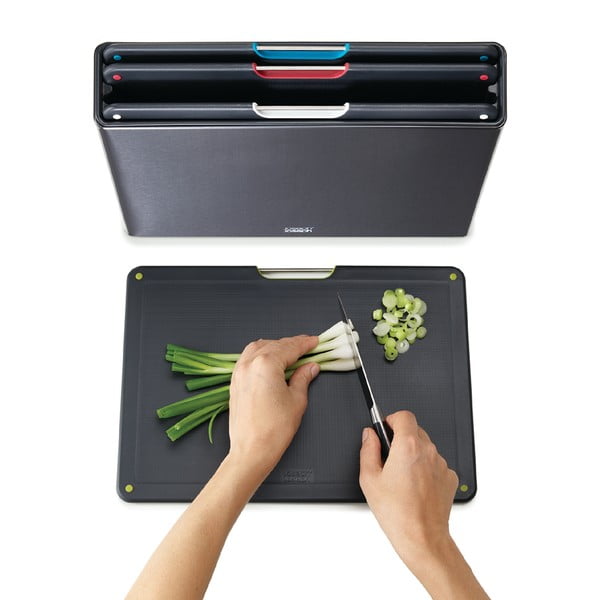 4 pjaustymo lentelių rinkinys su stovu 7x35,5 cm Folio - Joseph Joseph-image-3