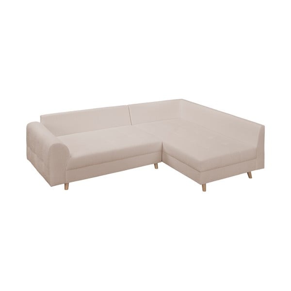 Kampinė sofa smėlio spalvos iš boucle (su dešiniuoju kampu) Ariella – Ropez-image-4