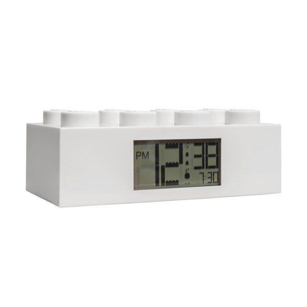 Baltos spalvos skaitmeninis laikrodis su žadintuvu LEGO® Brick-image-3