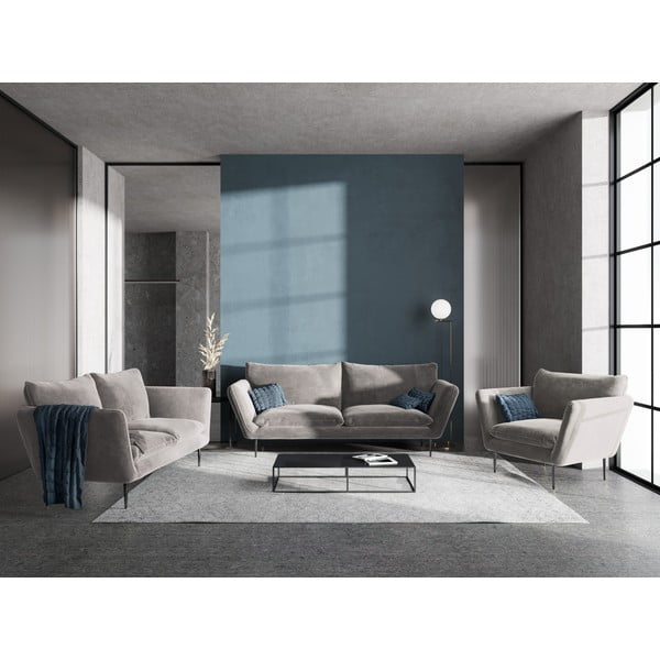 Smėlio spalvos aksominis fotelis Mazzini Sofos Acacia-image-1