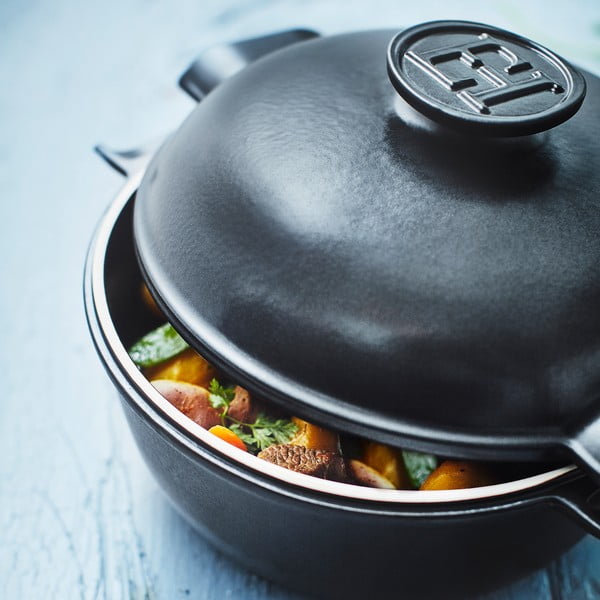 Pipirų juodas ovalus puodas su dangčiu "Emile Henry Delight", 4 l-image-1