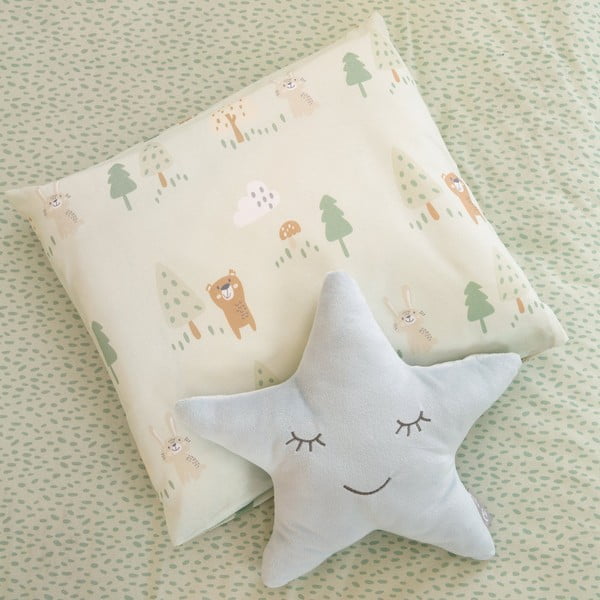 Šviesiai žalios spalvos iš medvilnės vaikiška patalynė vaikiškai lovai 80x80 cm Woodland Buddies – Roba-image-4