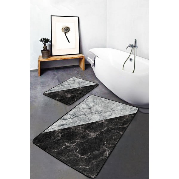 Juodai balti vonios kambario kilimėliai, 2 vnt., 60x100 cm - Mila Home-image-2
