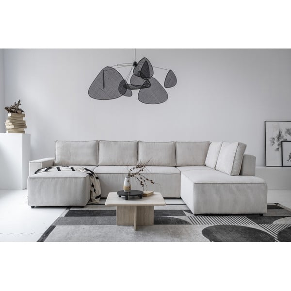 Iš kordinio velveto sulankstoma kampinė sofa baltos spalvos (su dešiniuoju kampu/„U“ formos) Brave Dave – Miuform-image-4