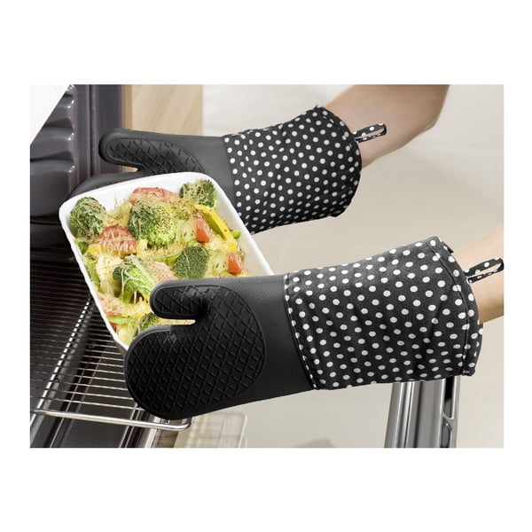 2 juodų silikoninių pirštinių rinkinys Wenko Oven-image-1