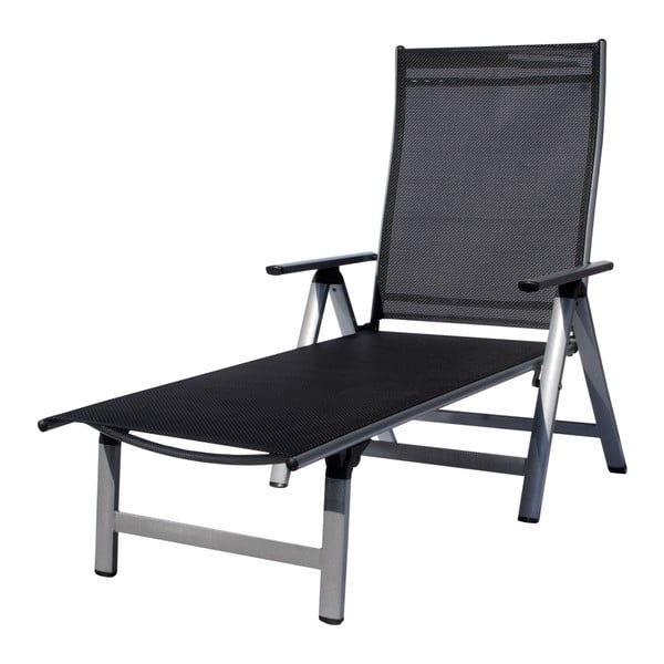 Metalinis sulankstomas sodo šezlongas juodos spalvos/pilkos spalvos London – Sun Garden-image-2