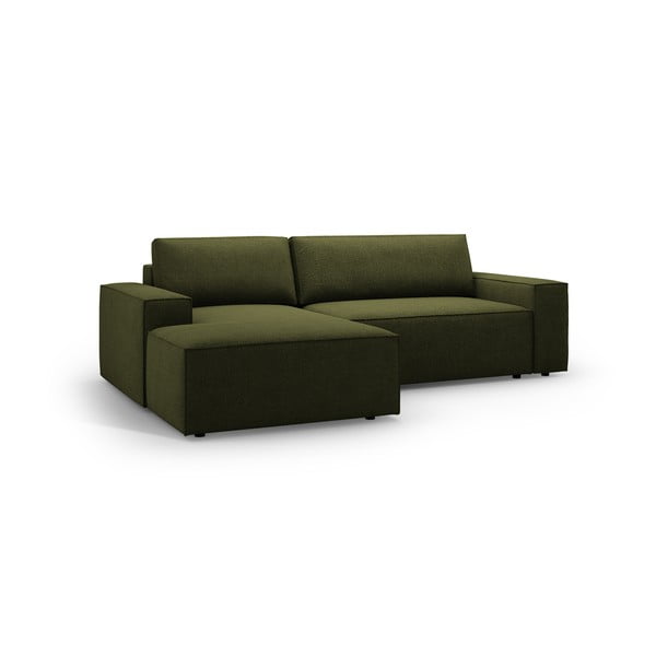 Iš boucle sulankstoma kampinė sofa tamsiai žalios spalvos (su kairiuoju kampu) Jodie – Micadoni Home-image-2