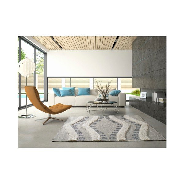 Baltas ir pilkas kilimas "Universal Cheroky Harto", 155 x 230 cm-image-1
