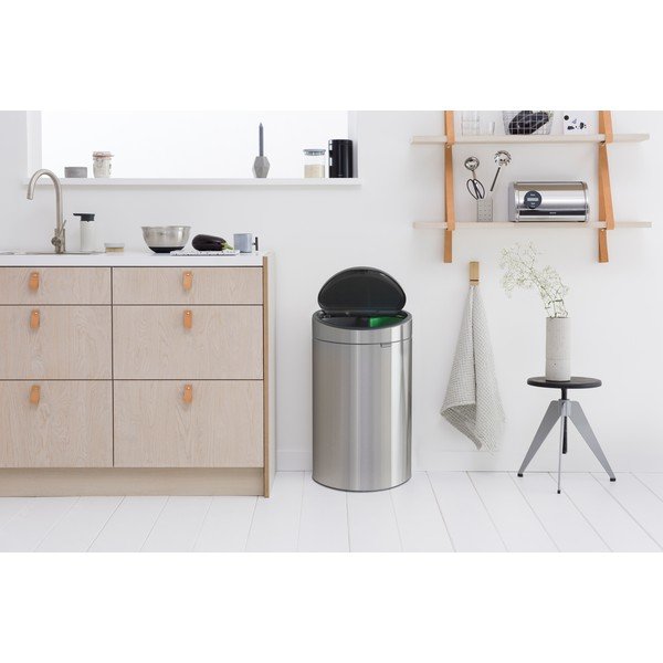 Iš plieno šiukšliadėžė matinės sidabrinės spalvos rūšiavimui/galima atidaryti palietus 33 l Touch Bin Recycle – Brabantia-image-1