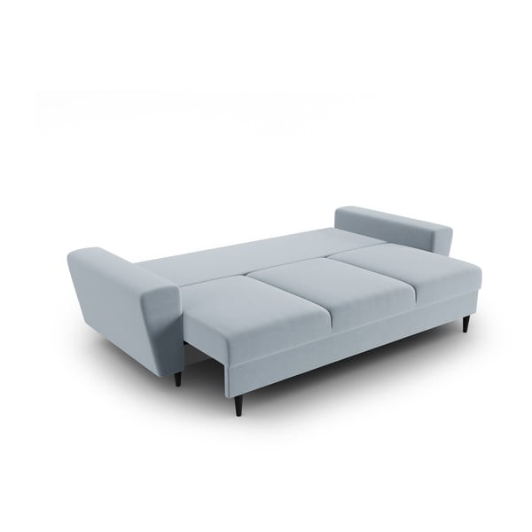 Šviesiai mėlynos spalvos iš velveto sulankstoma/su sandėliavimo vieta sofa 235 cm Kyoto – Cosmopolitan Design-image-2