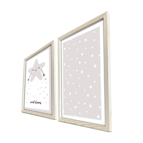 2 vaikiškų paveikslėlių rinkinys 38x53 cm Sweet Dreams - Wallity-image-2