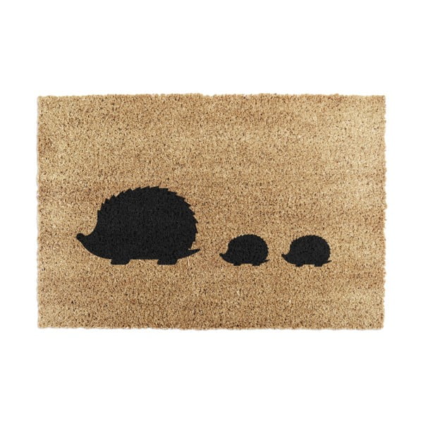 Iš kokoso pluošto grindų kilimėlis 40x60 cm Hedgehog Family – Artsy Doormats
