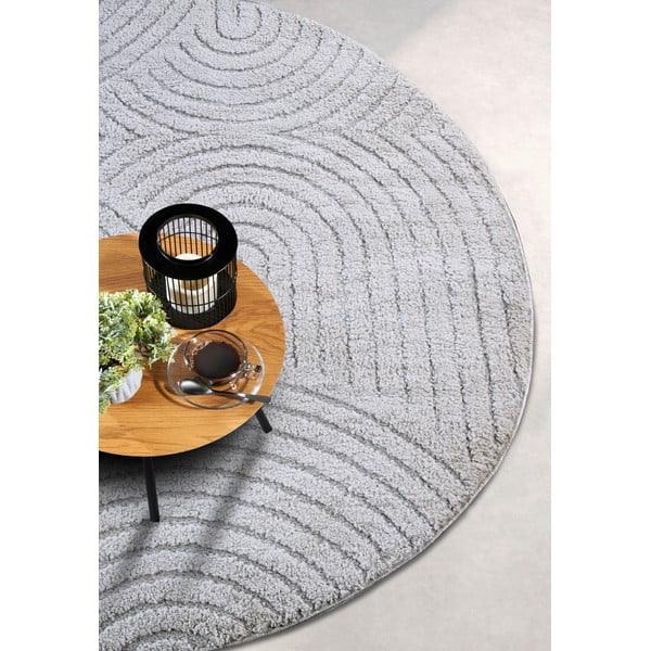 Apvalios formos kilimas šviesiai pilkos spalvos ø 160 cm Panglao New York Light Grey – Elle Decoration-image-2