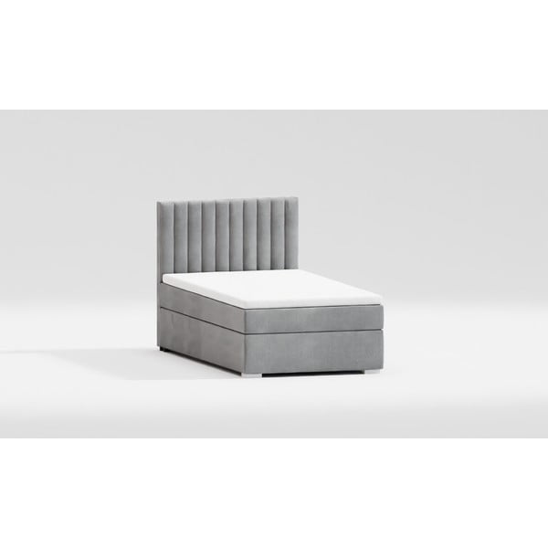 Viengulė lova šviesiai pilkos spalvos audiniu dengta su sandėliavimo vieta su lovos grotelėmis 90x200 cm Bunny – Ropez