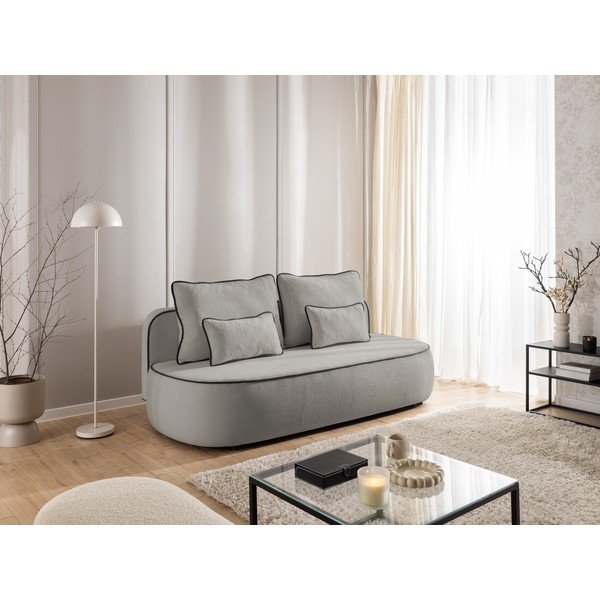 Juodos spalvos/pilkos spalvos sulankstoma/su sandėliavimo vieta sofa iš velveto 210 cm Saga – Ropez-image-2