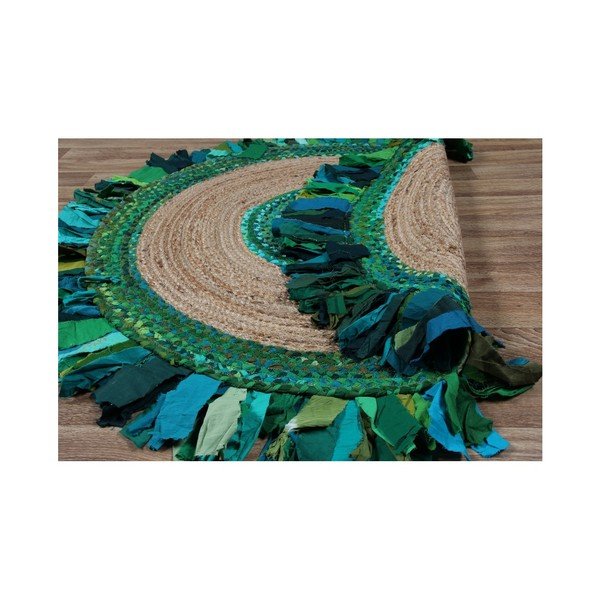 Apskritas kilimas iš džiuto ir medvilnės Eco Rugs Verde, Ø 120 cm-image-1