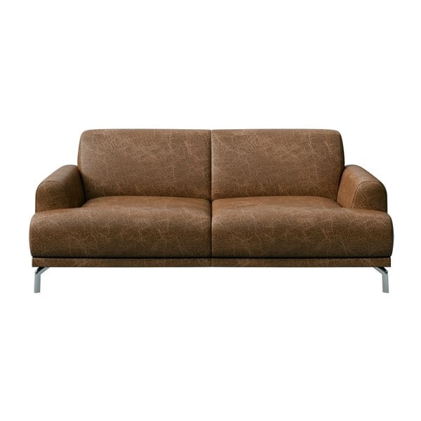 Rudos spalvos odinė sofa MESONICA Puzo, 170 cm